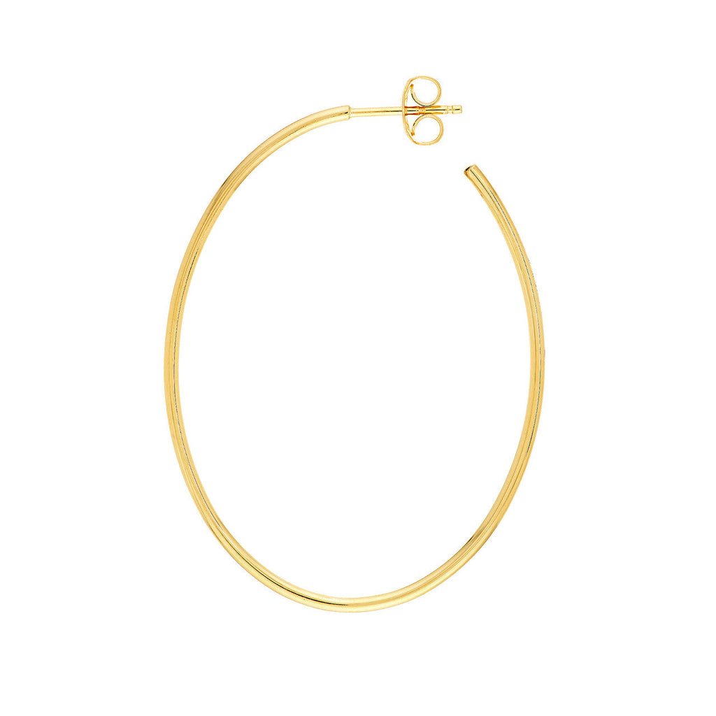 Oval hoop earring, 14K yellow gold.