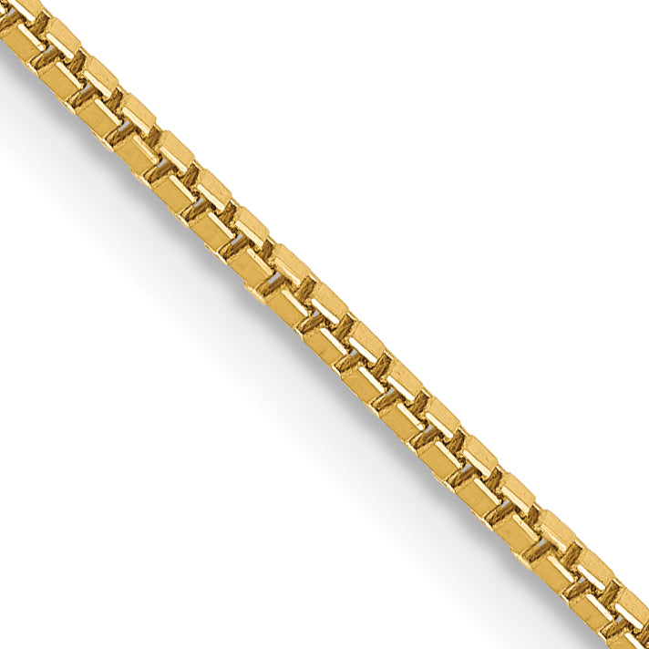 14K yellow gold box chain, polished finish.