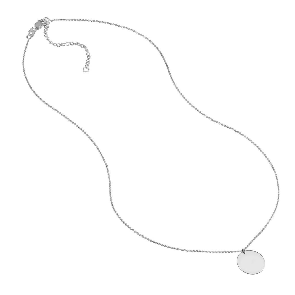 14K white gold circle pendant necklace.