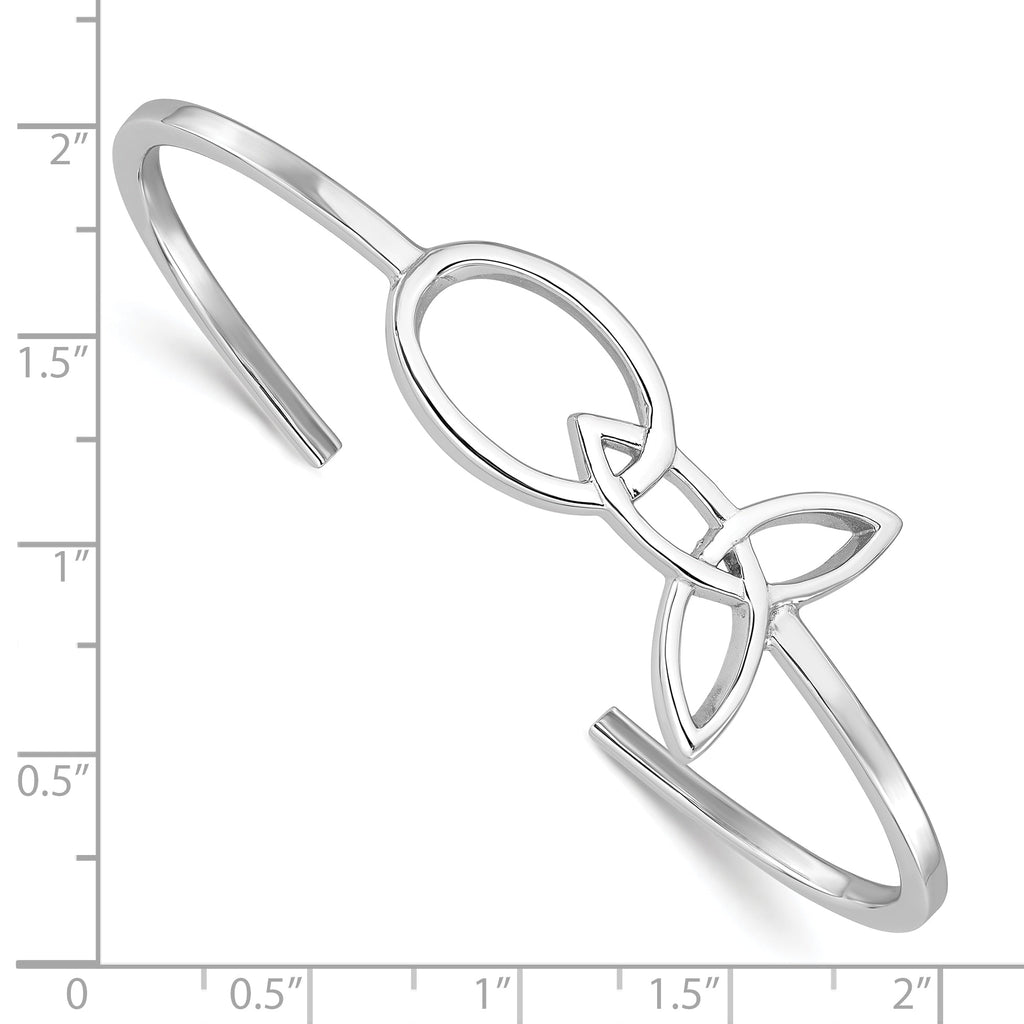 Sterling silver cuff bracelet with open design.