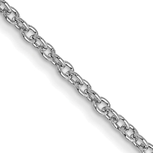 14K white gold cable link chain.