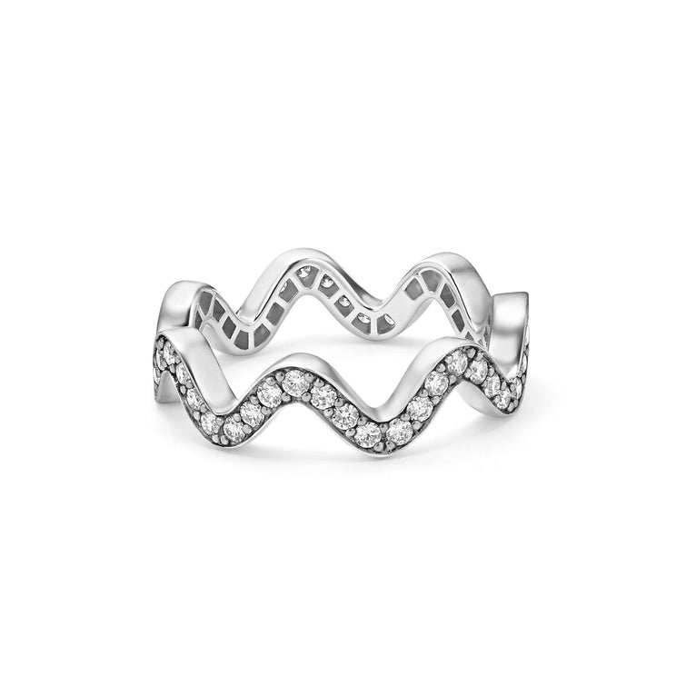 Ladies Natural Diamond Ring in Sterling Silver, Wh