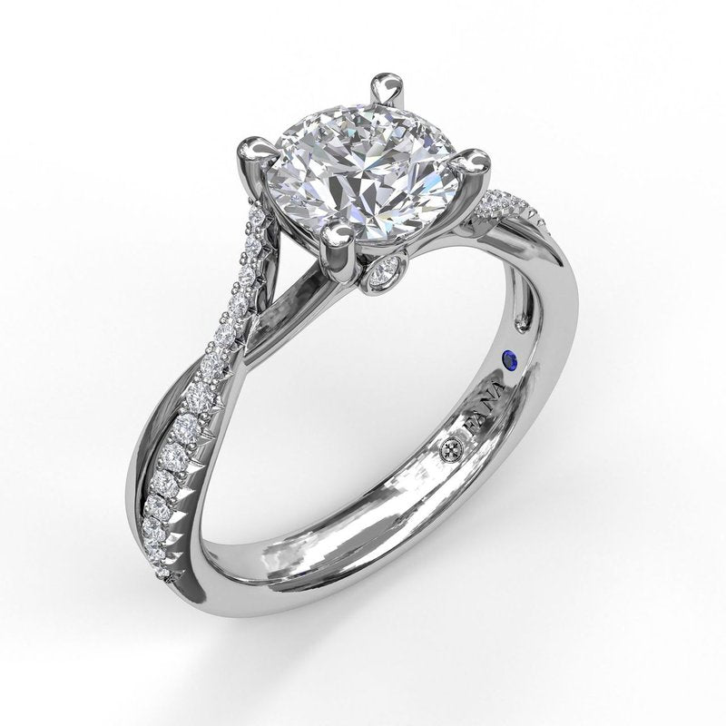 14K white gold ring with round diamonds.