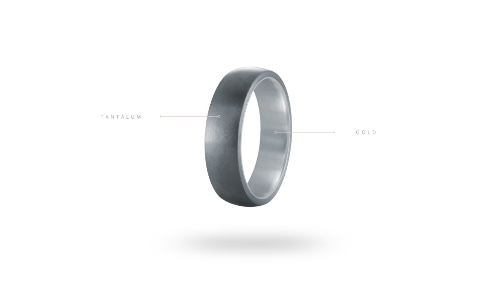 Tantalum and gold carved men's band.