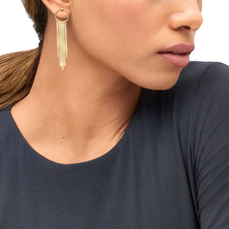14K yellow gold dangle earrings, no stones.