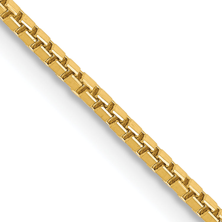 14K yellow gold box chain close-up.