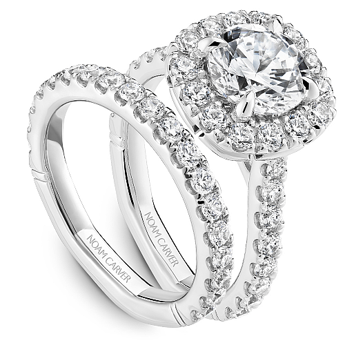 Noam Carver Halo Side Stone Natural Diamond Semi-M
