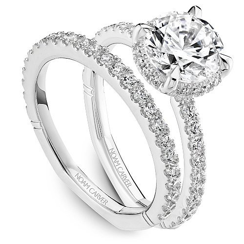 Noam Carver Halo Side Stone Natural Diamond Semi-M