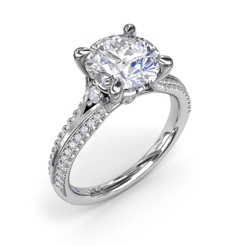 14K white gold ring with hidden accent diamonds.