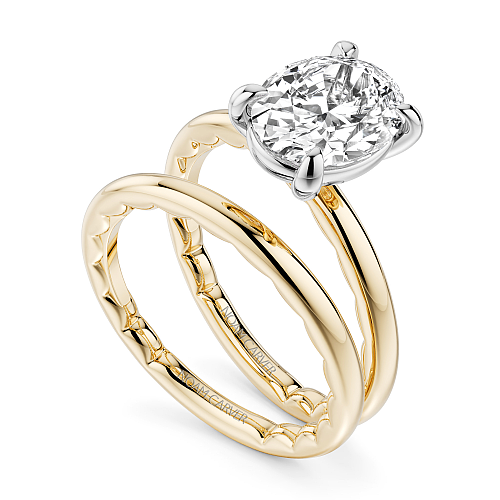 Dual-tone gold ring with diamond accents.