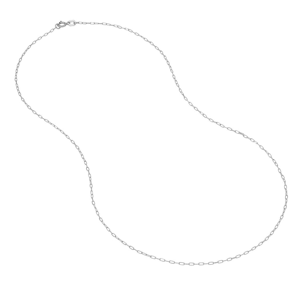14K white gold paperclip chain necklace.