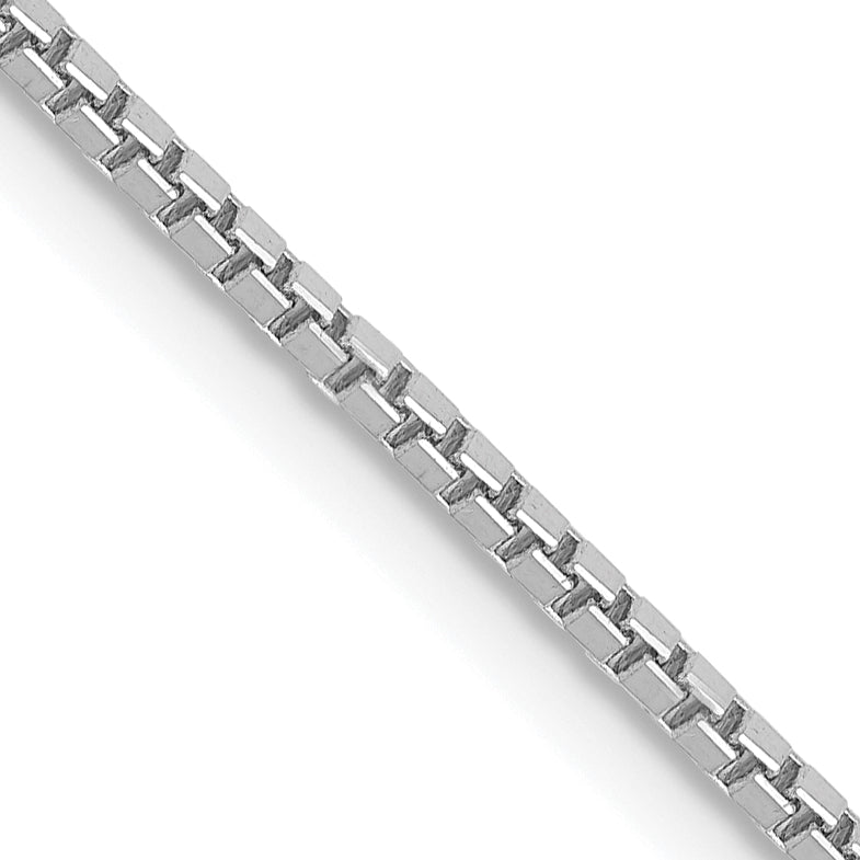 14K white gold polished box chain.