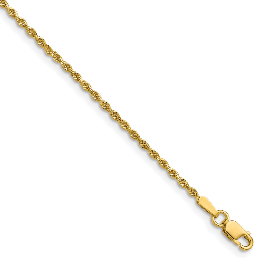Diamond cut rope chain, 14K yellow gold.
