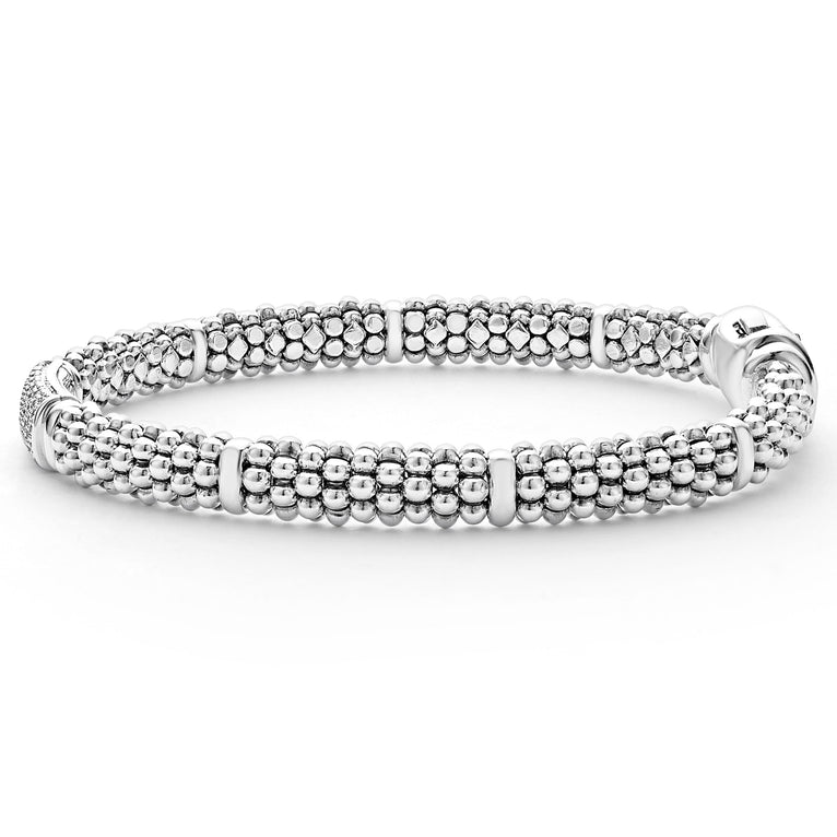 Sterling silver diamond bracelet with 0.27ctw round diamonds.