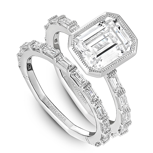 14K white gold ring with baguette diamonds