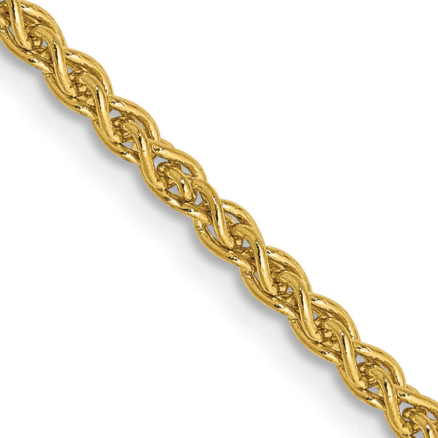 Intricate 14K yellow gold interwoven wheat chain.