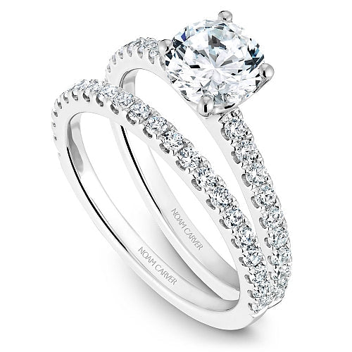 14K white gold diamond semi-mount ring.