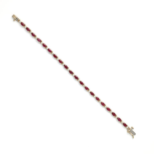 ReMarkable Estate Color Gemstone Bracelet in 14 Karat Yellow Gold with 20 Oval Rubies