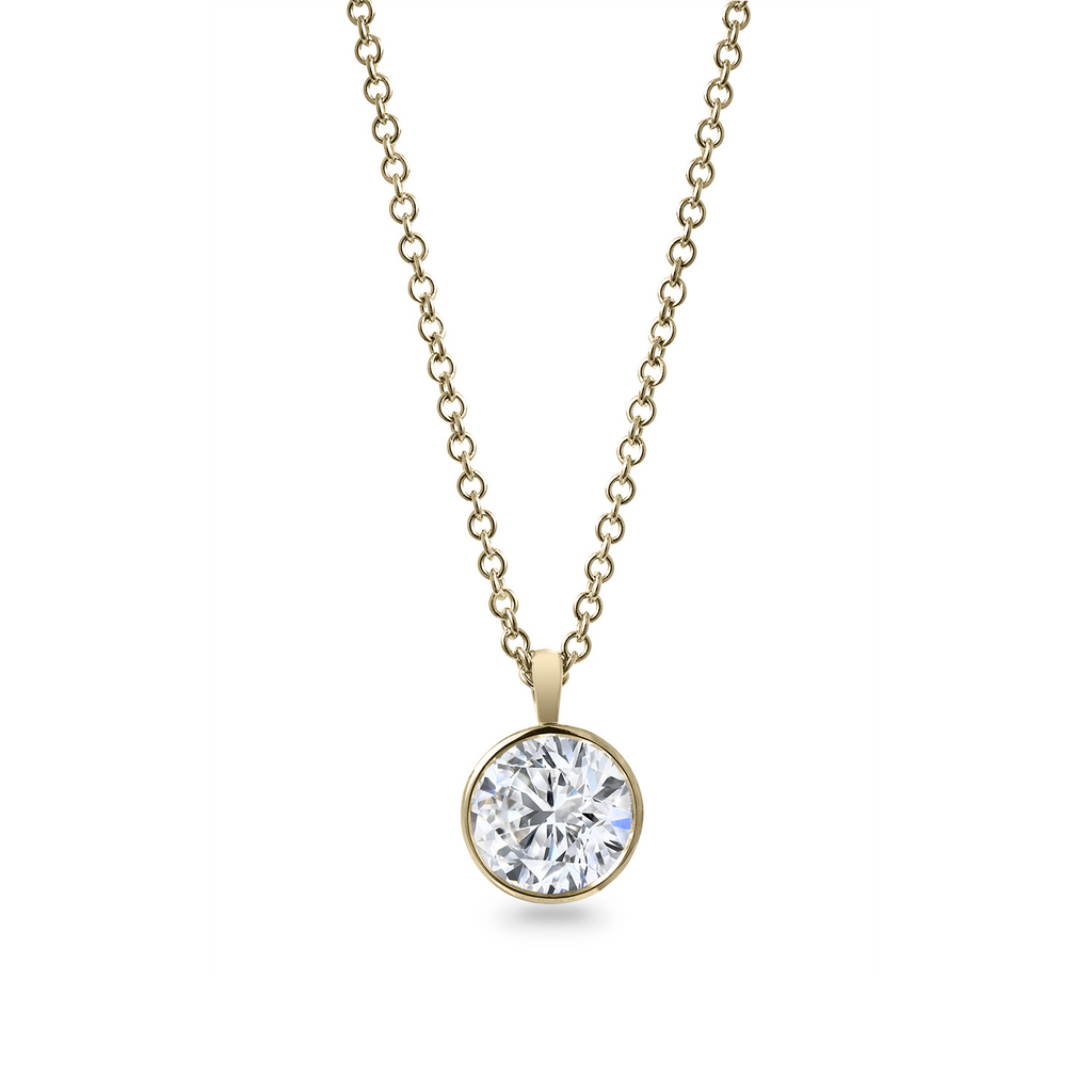 18K yellow gold necklace with diamond pendant.
