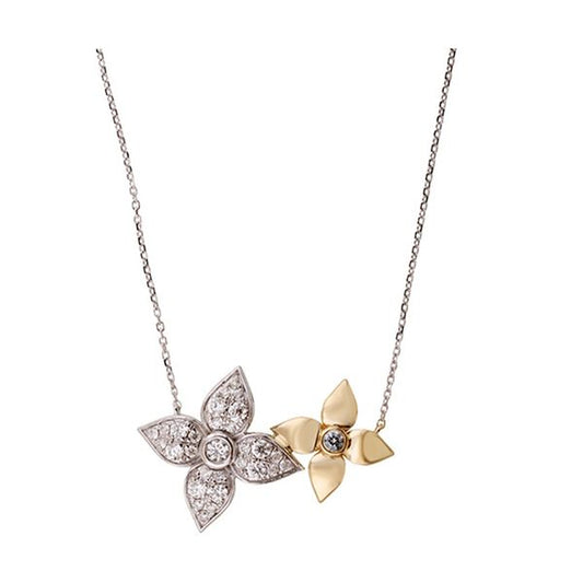 Marks 89 Earth Mined Diamond Necklace in 14 Karat White - Yellow with 0.48ctw Round Diamonds