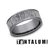 Tantalum grey carved band, matte finish.
