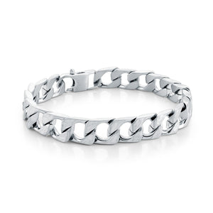 Curb Link Bracelet (No Stones) in Stainless Steel White