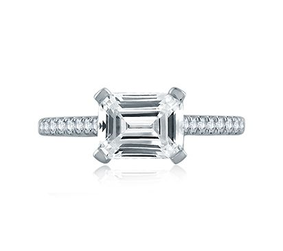 Hidden Accent Natural Diamond Semi-Mount Engagement Ring in 14 Karat White Round Diamond, totaling 0.35ctw