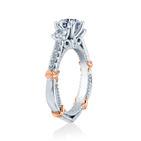 VERRAGIO 3-stone diamond ring, white rose gold.