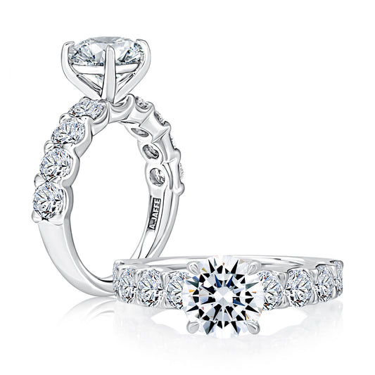 A. Jaffe Diamond Accent Mined Diamond Engagement Ring in 18 Karat White Gold with 1.60ctw Round Diamonds, Size 6