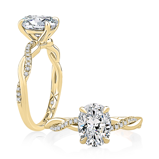 A. Jaffe Diamond Accent Natural Diamond Engagement Ring in 14 Karat Yellow Gold with 0.10ctw Round Diamonds, Clarity: SI2, Color: G/H