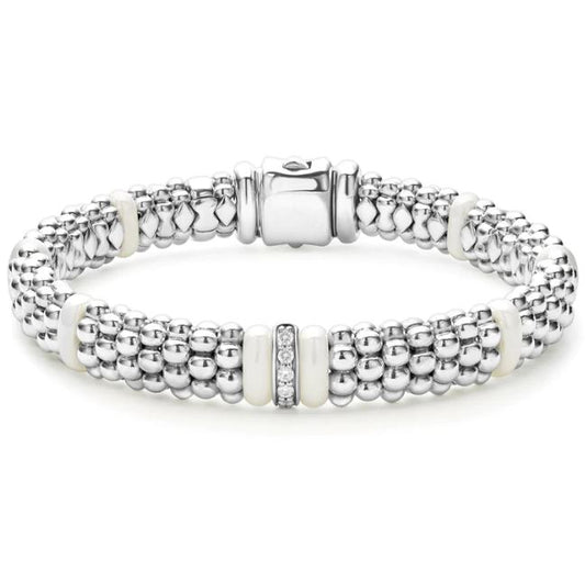 LAGOS White Caviar Collection Natural Diamond Earth Mined Diamond Bracelet in Sterling Silver with 0.10ctw G/H SI1-SI2 Round Diamonds