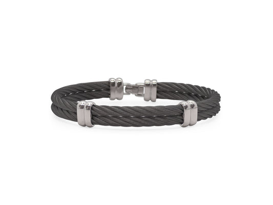 Bangle Bracelet (No Stones) in Stainless Steel Black
