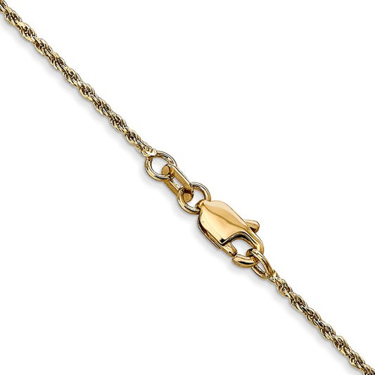20" Diamond Cut Rope 1.15mm Chain in 14 Karat Yellow