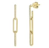 Paperclip Earth Mined Diamond Earrings in 14 Karat Yellow with 0.17ctw Round Diamonds