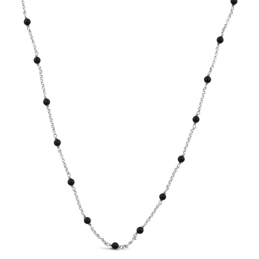David Yurman Sterling Silver 60" 4mm Black Onyx Beaded Toggle Necklace