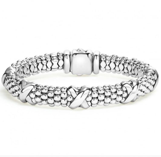 Lagos Embrace Collection Station Bracelet (No Stones) in Sterling Silver White