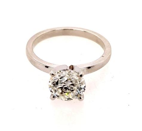 Solitaire Natural Diamond Complete Engagement Ring in 14 Karat White with 2.00ctw I I2 Round Diamond