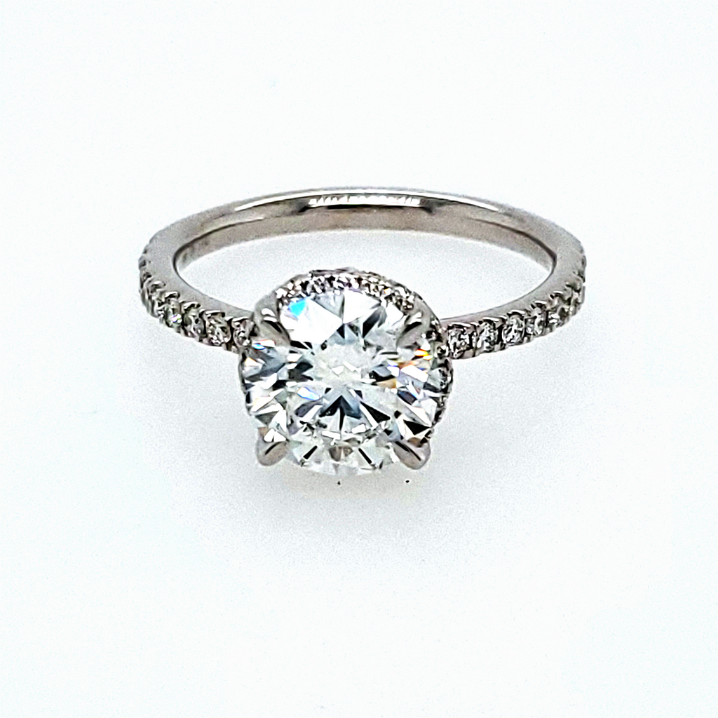 Halo Lab-Grown Diamond Complete Engagement Ring in 14 Karat White with 2.03ctw F VS2 Round Lab Grown Diamond