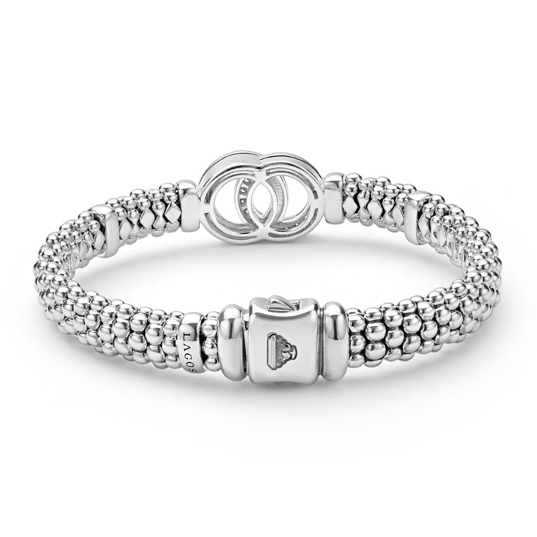 Sterling silver bracelet with diamond accents.