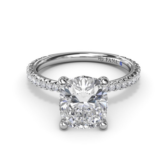 Hidden Accent Natural Diamond Semi-Mount Engagement Ring in 14 Karat White Round Diamond, totaling 0.40ctw