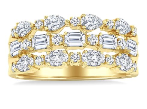 ReMARKable Designs Natural Diamond Band in 14 Karat Yellow Gold with 1.49ctw Various Shapes Diamonds