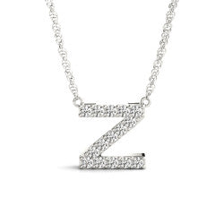 White gold necklace with diamond letter Z.