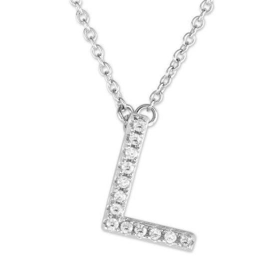 Sterling silver necklace with cubic zirconia "L".