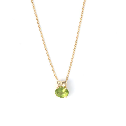 Pendant M Estate Collection Color Gemstone Necklace in 14 Karat Yellow with 1 Oval Peridot 1.70ctw 9.07mm-9.07mm