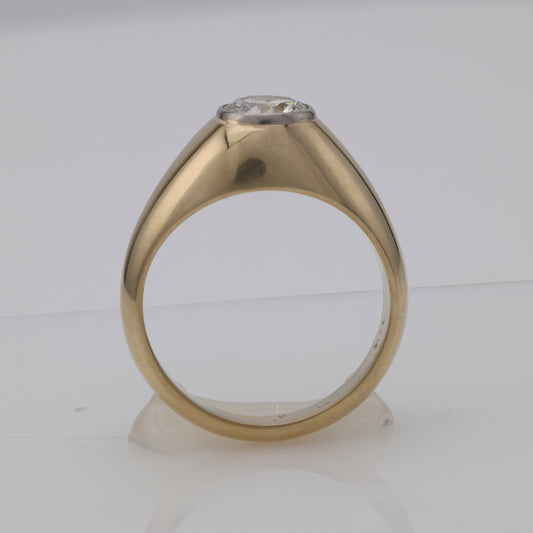 14K yellow gold ring with round diamond.