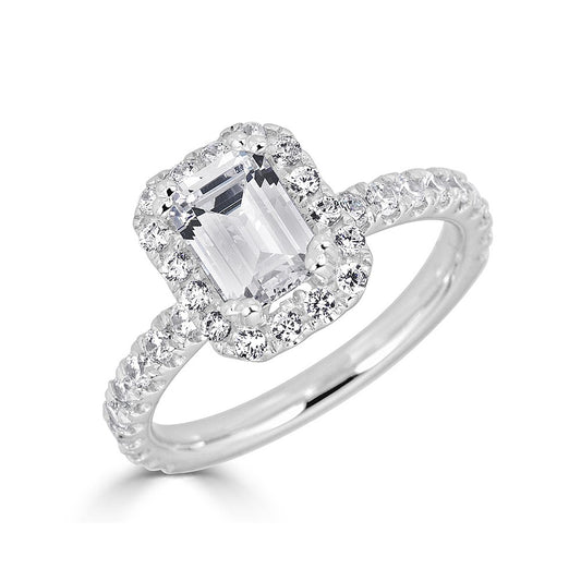 Halo Lab-Grown Diamond Semi-Mount Engagement Ring in 14 Karat White with 36 Round Lab Grown Diamonds, totaling 0.59ctw