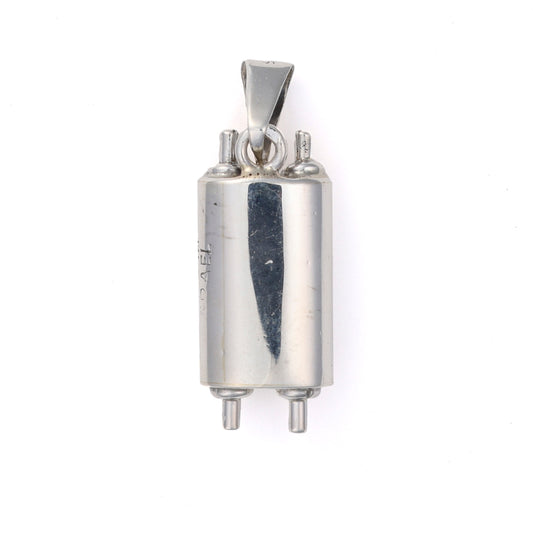 Sterling silver polished Torah charm pendant.
