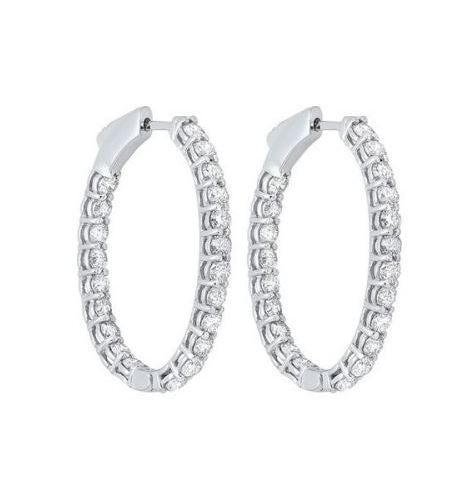Medium hoop earrings with round diamonds.