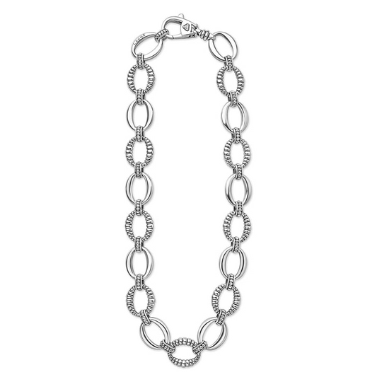 Lagos Signature Caviar Collection Chain Necklace (No Stones) in Sterling Silver White