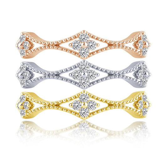 Natural Diamond Stackable Fashion Ring in 14 Karat Yellow with 0.15ctw Round Diamonds
